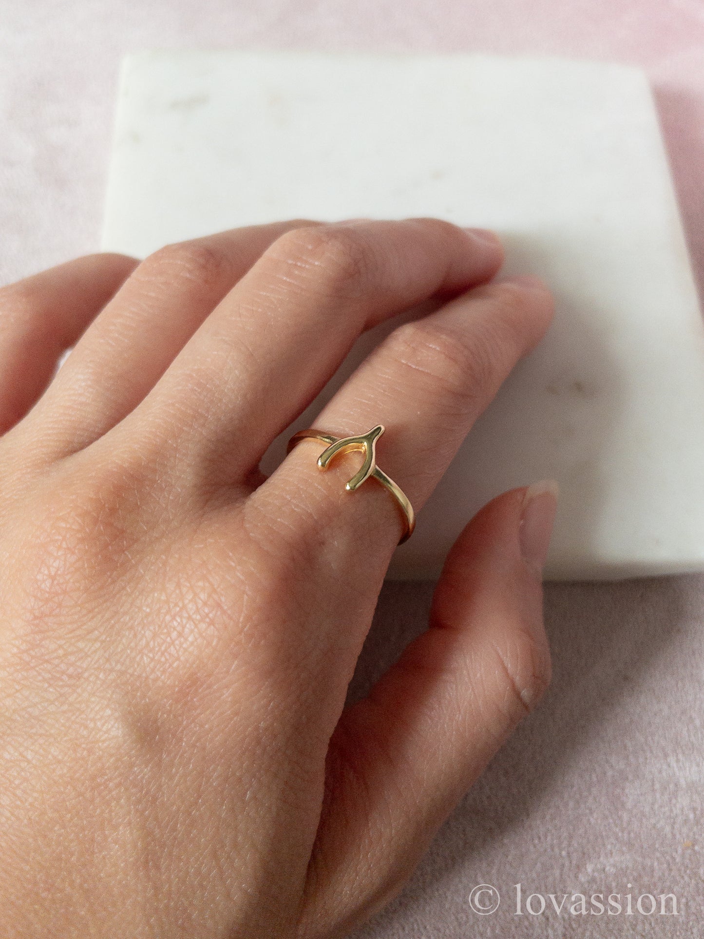 14K Gold Wishbone Ring