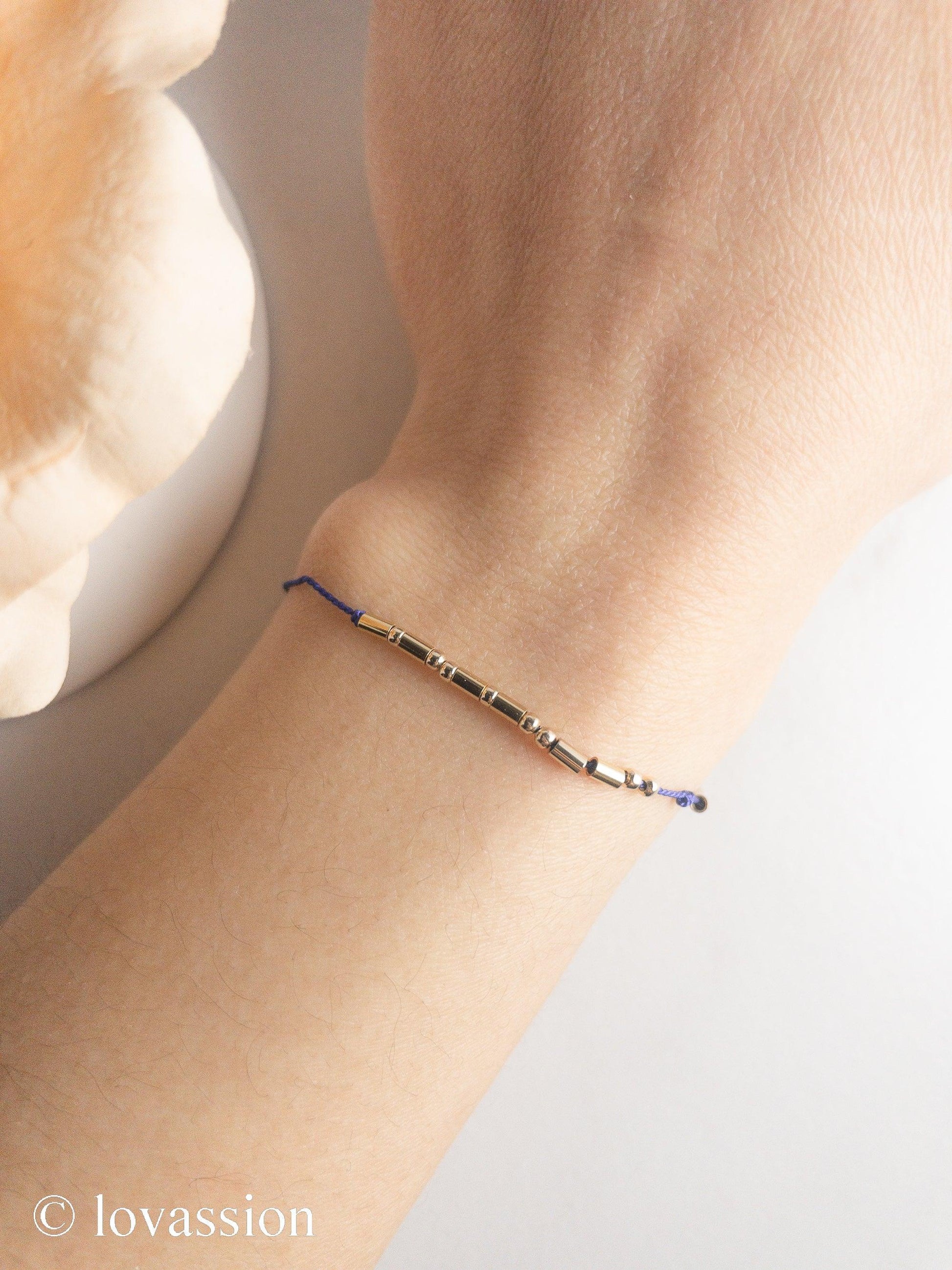 14K Personalized Morse Code Bracelet | Morse Code Jewelry - Lovassion