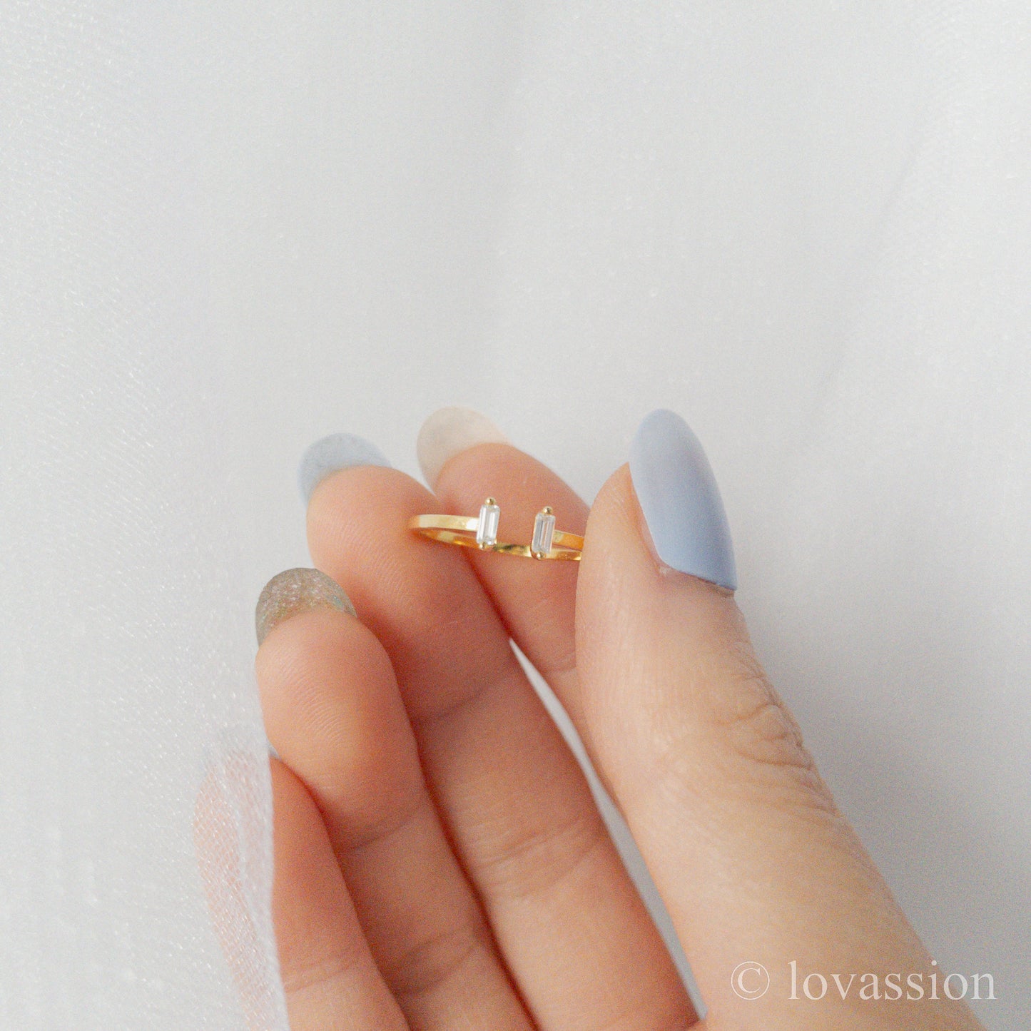 14K Open Cuff Ring | Cubic Zirconia