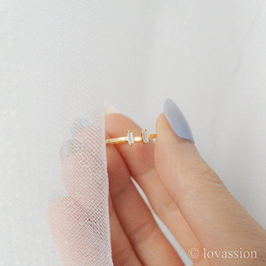 14K Open Cuff Ring | Cubic Zirconia