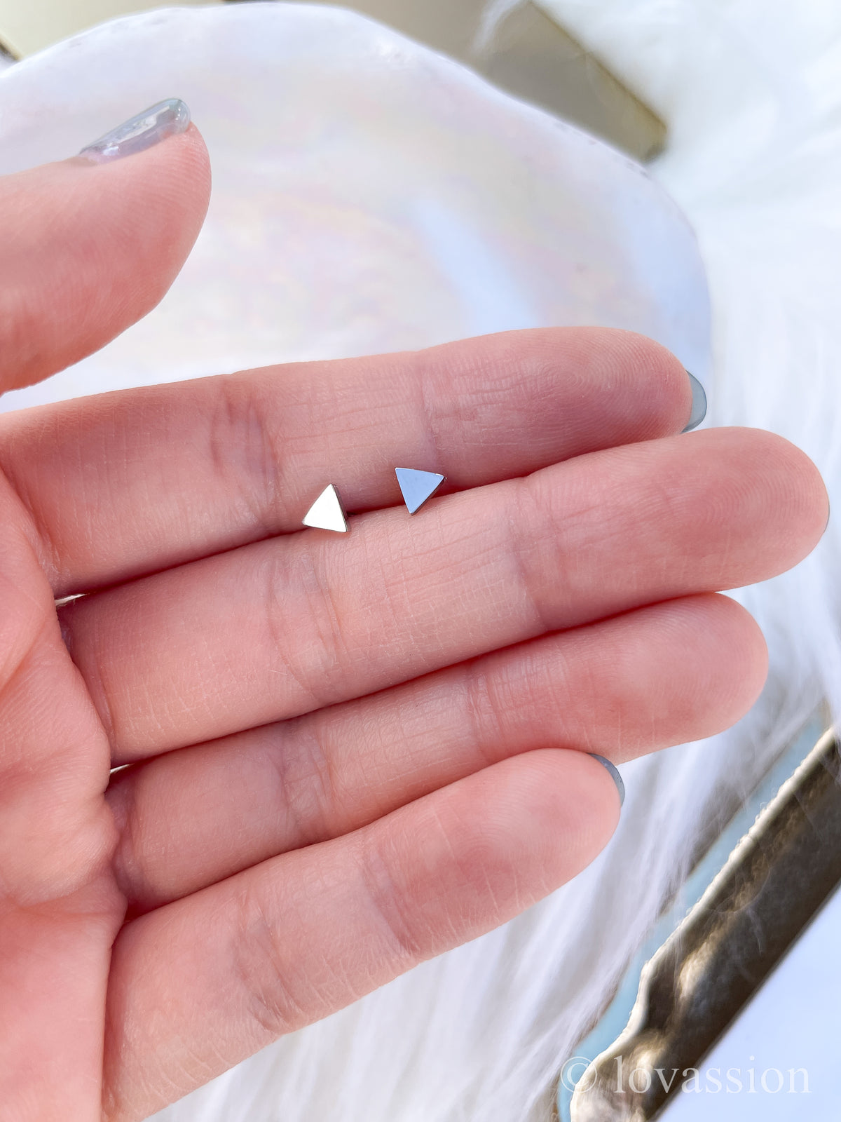 Tiny Triangle Studs | Silver