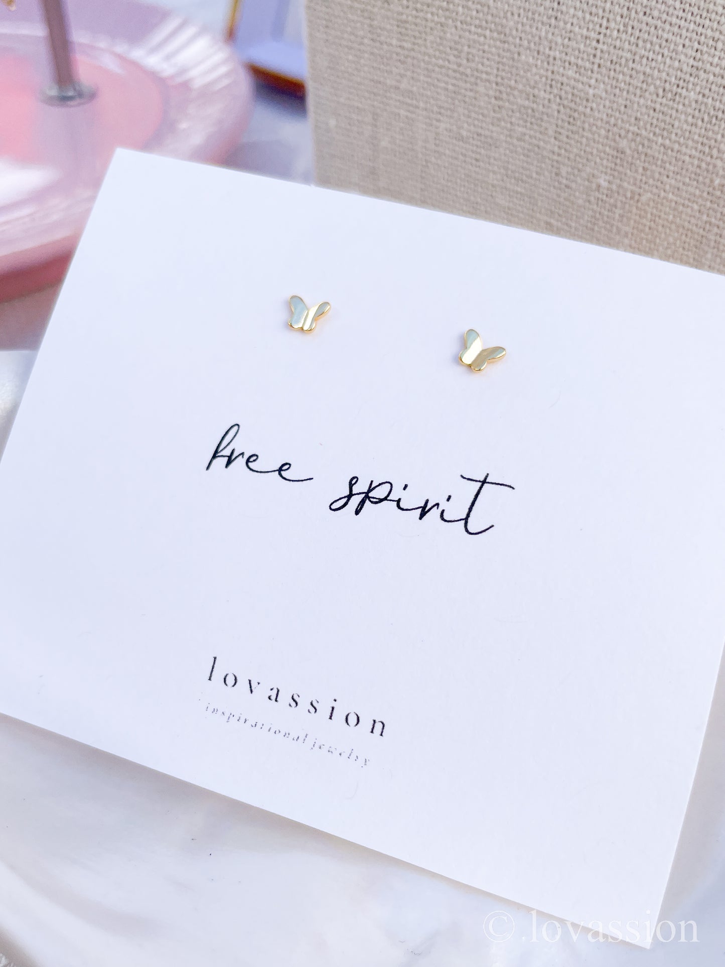 14K Tiny Butterfly Studs | Waterproof Jewelry