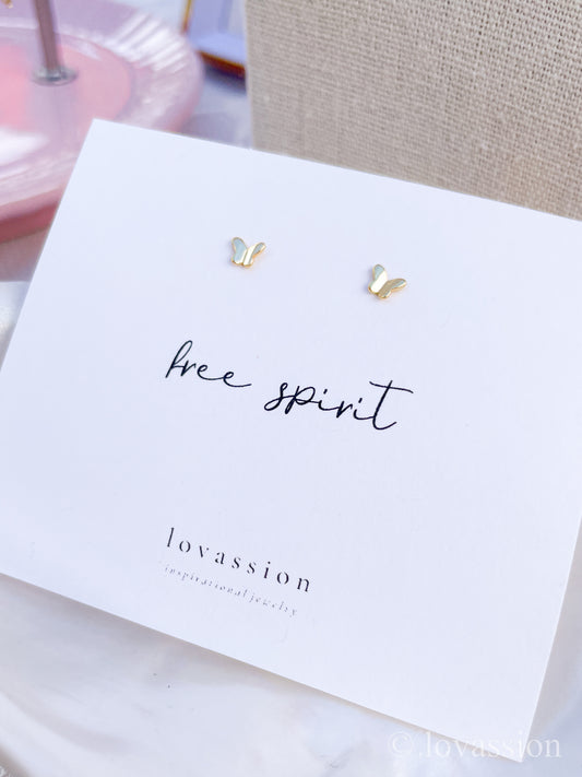 14K Tiny Butterfly Studs | Waterproof Jewelry
