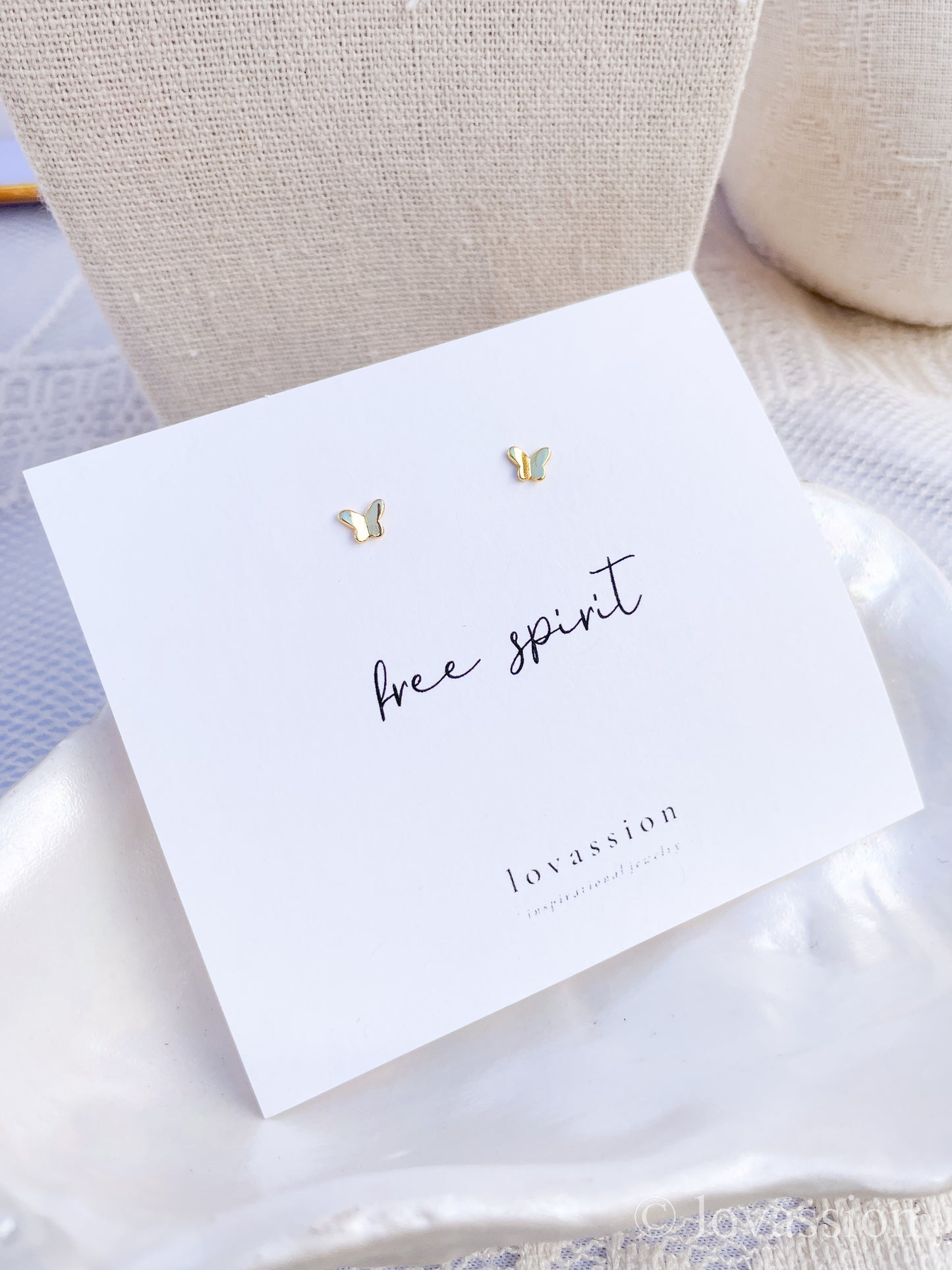 14K Tiny Butterfly Studs | Waterproof Jewelry