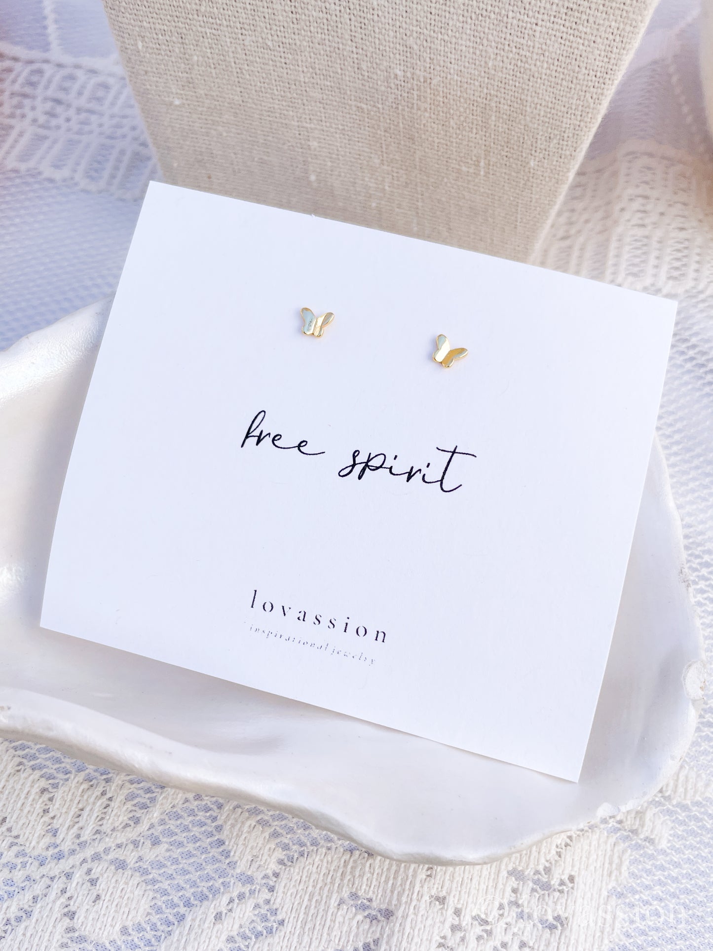 14K Tiny Butterfly Studs | Waterproof Jewelry