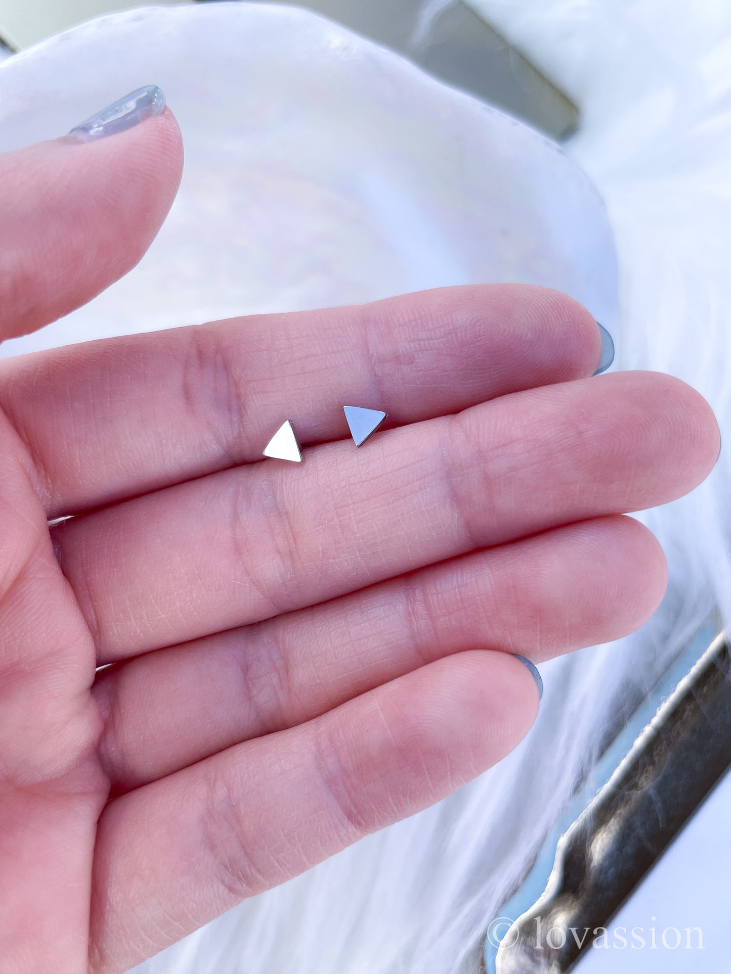 Tiny Triangle Studs | Silver
