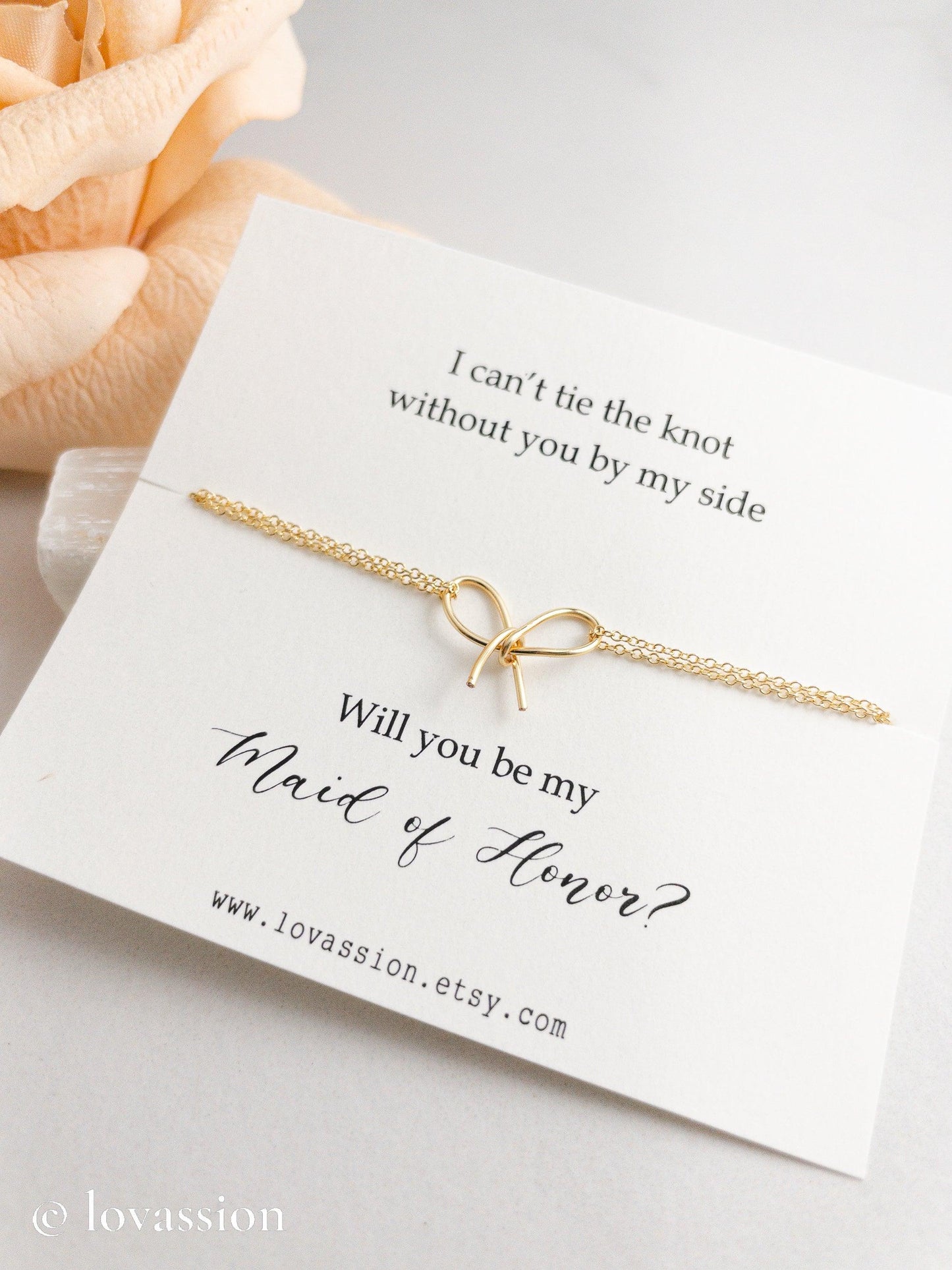 Tie the Knot Bow Bracelet | 14K Bridesmaid Jewelry - Lovassion