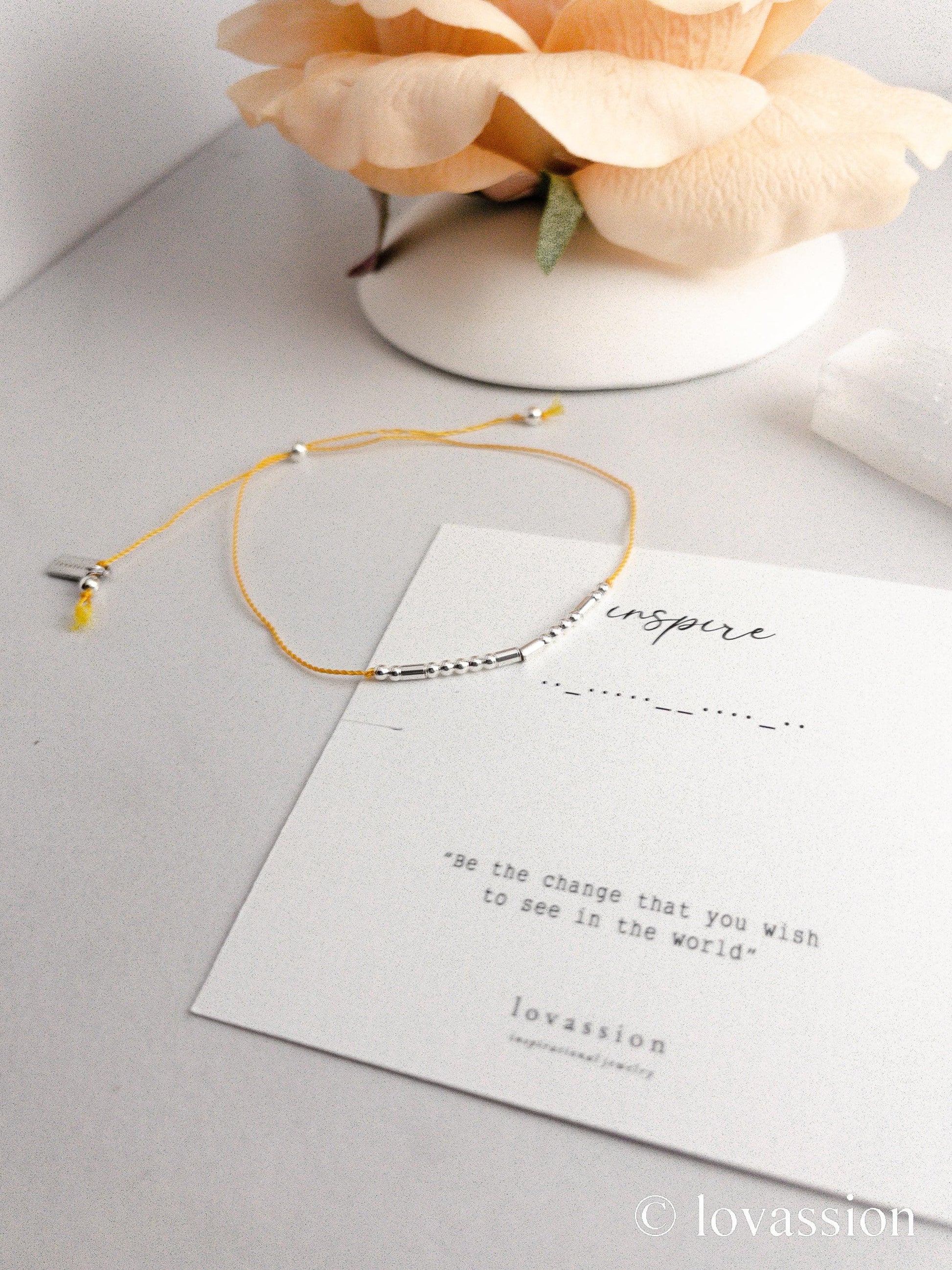 14K Inspire Bracelet | Morse Code Jewelry - Lovassion