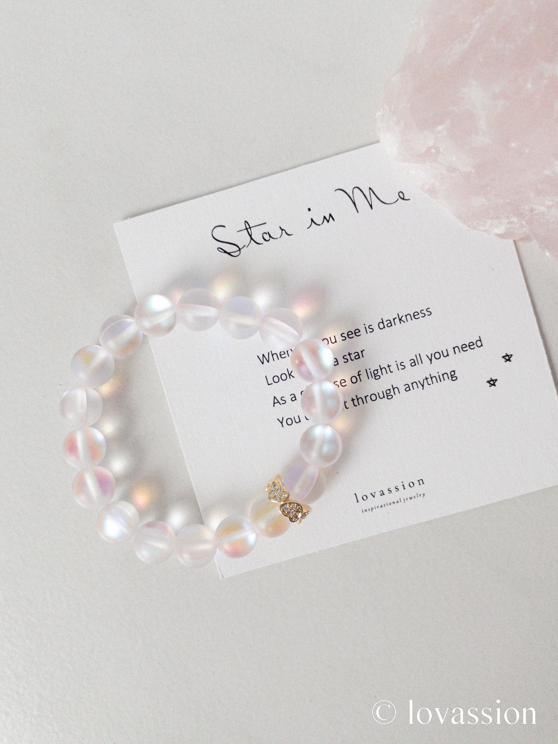 18K Mermaid Aura Quartz Bracelet | Frosted White - Lovassion