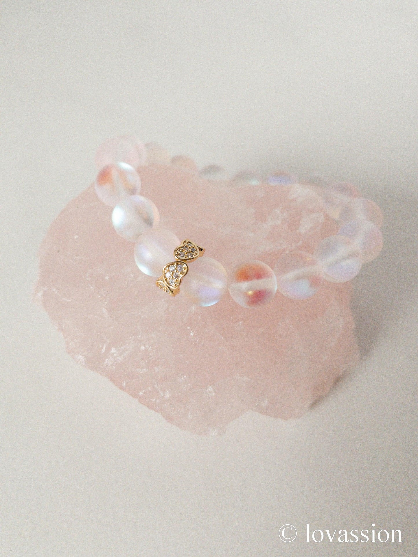 18K Mermaid Aura Quartz Bracelet | Frosted White - Lovassion