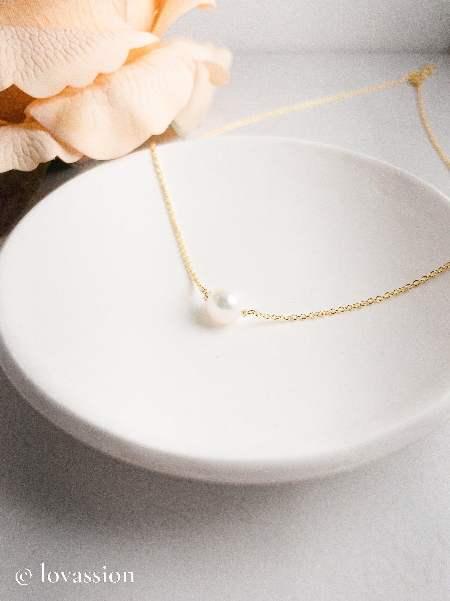 Pearl Necklace | 14K Bridesmaid Jewelry - Lovassion