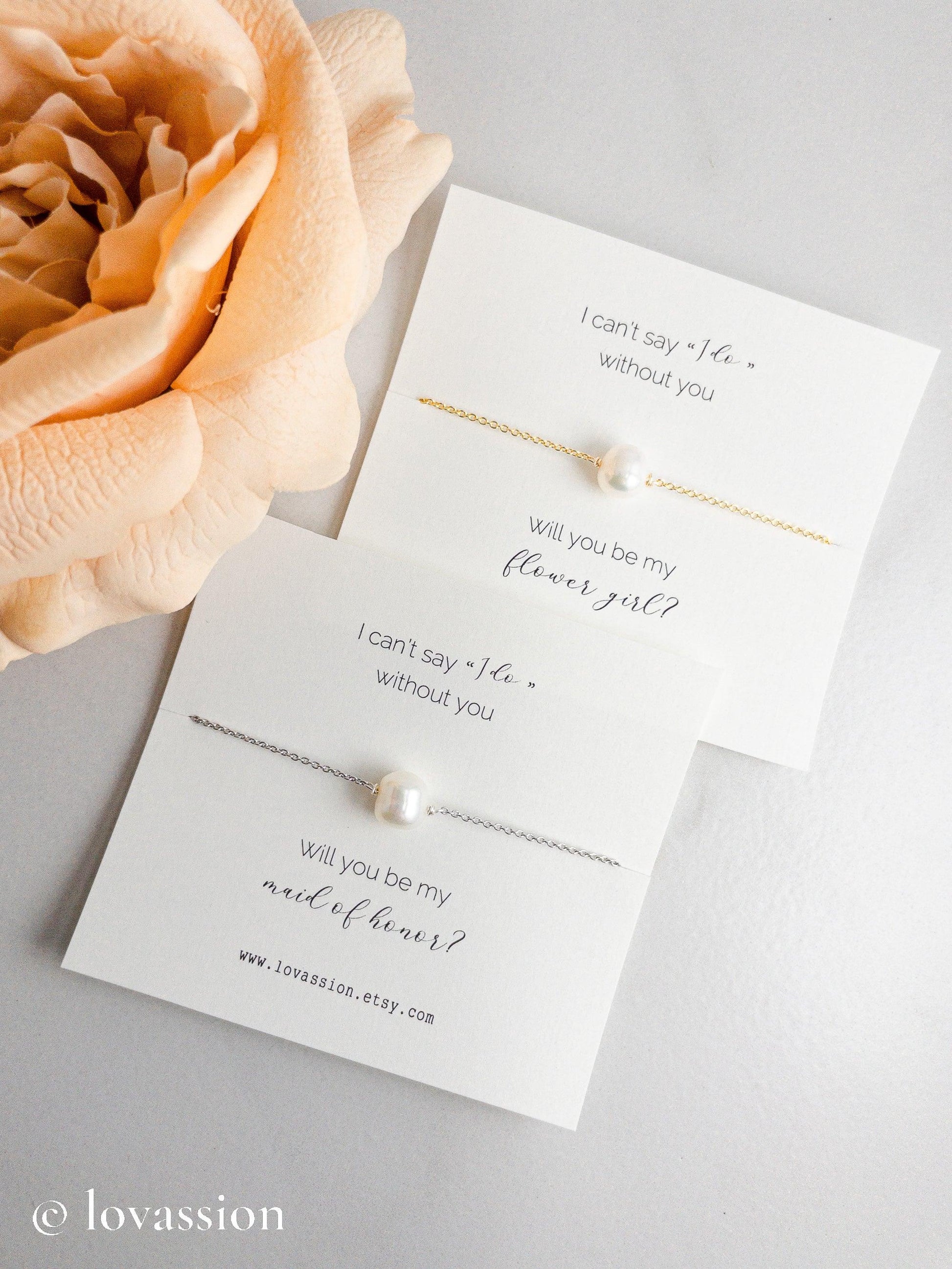 Pearl Necklace | 14K Bridesmaid Jewelry - Lovassion