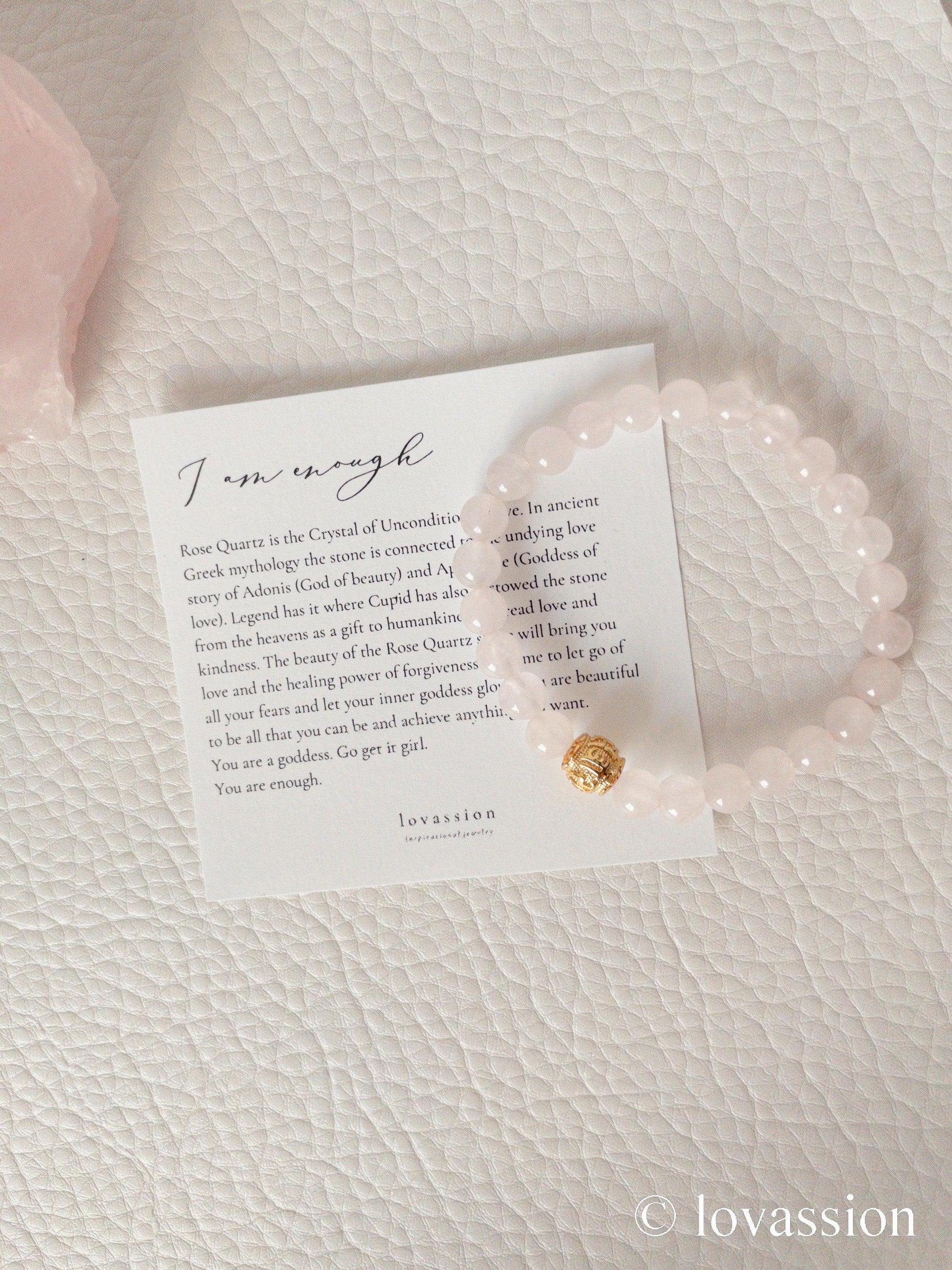 18K Rose Quartz Bracelet 6MM - Lovassion